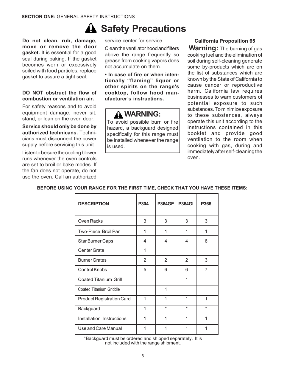 Safety precautions, Warning | Thermador Pro-Harmony P304 User Manual | Page 8 / 124