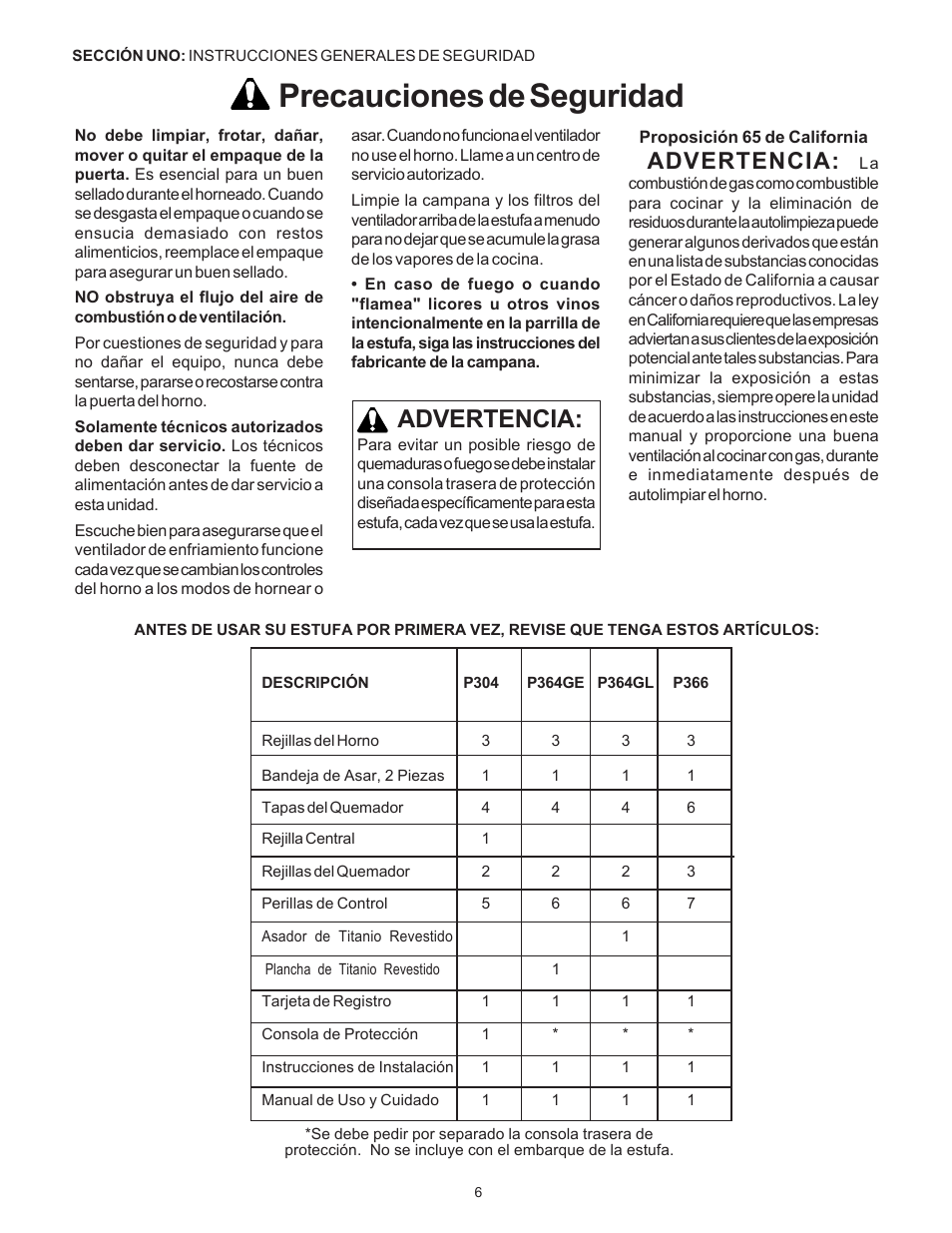 Precauciones de seguridad, Advertencia | Thermador Pro-Harmony P304 User Manual | Page 88 / 124