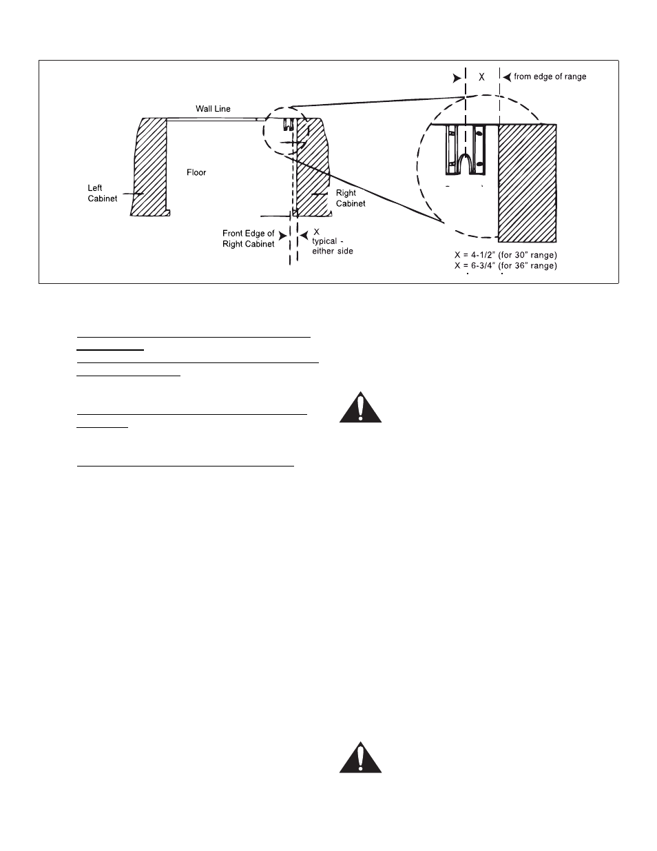 Figure 8: placement of anti-tip bracket (top view), Mounting anti-tip bracket, Secure to floor or wall stud | Step 5: gas requirements and hookup, Caution, Warning | Thermador PRL36 User Manual | Page 13 / 64