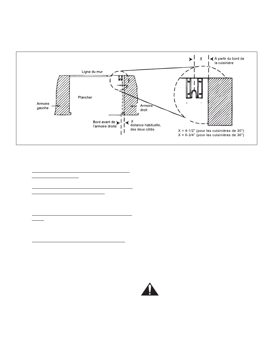 Remarque, Montage de la patte antibascule, Fixez-la au plancher ou au montant de mur | Mise en garde | Thermador PRL36 User Manual | Page 33 / 64