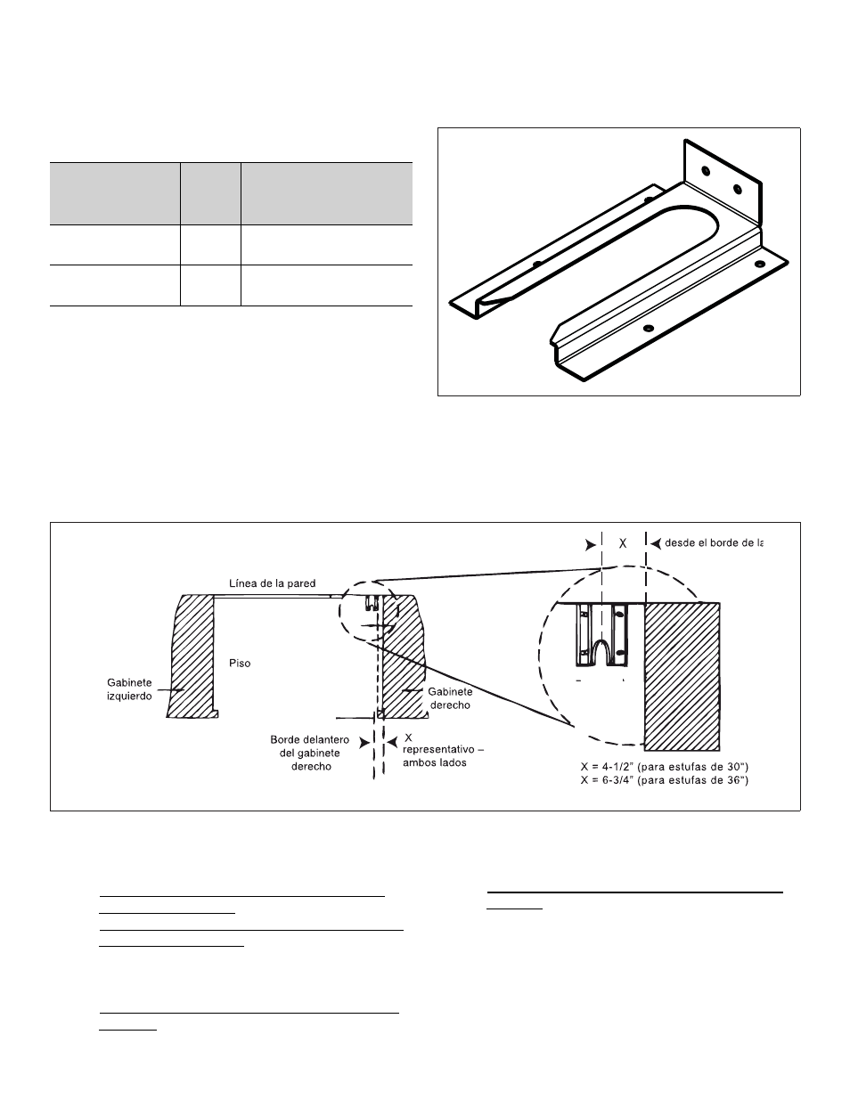 Estufas de 30" y 36, Destornillador, phillips #10 x 1-1/2, Soporte de antivuelco, montaje de piso | Información importante de instalación, Figura 7: soporte antivuelco, Nota | Thermador PRL36 User Manual | Page 53 / 64