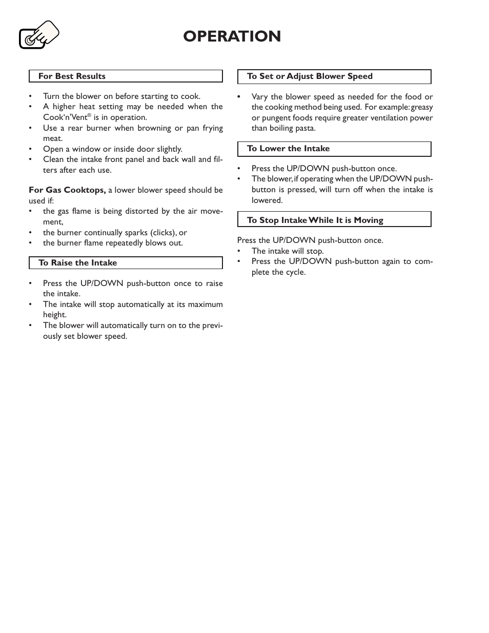 Operation | Thermador CVS45R User Manual | Page 4 / 8