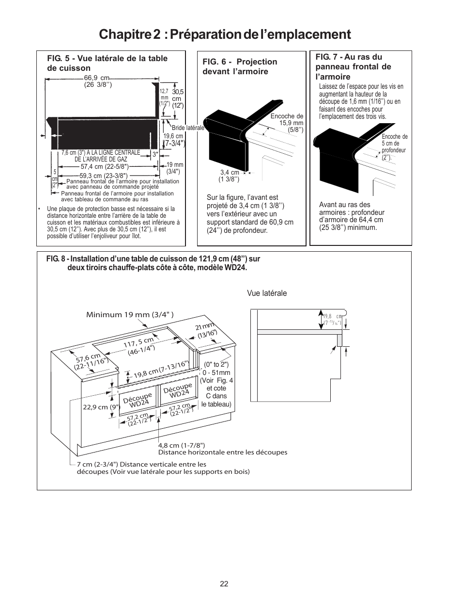 Chapitre 2 : préparation de l’emplacement | Thermador P24WK User Manual | Page 24 / 52