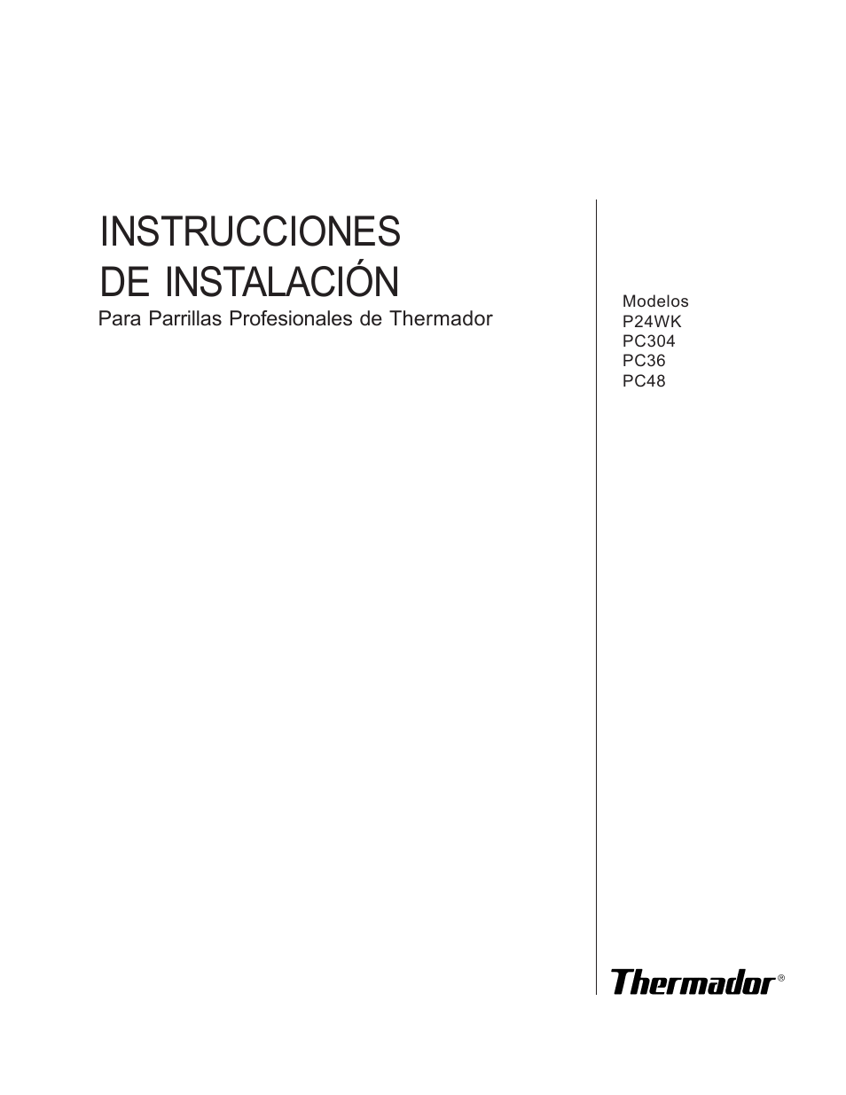 Instrucciones de instalación | Thermador P24WK User Manual | Page 33 / 52