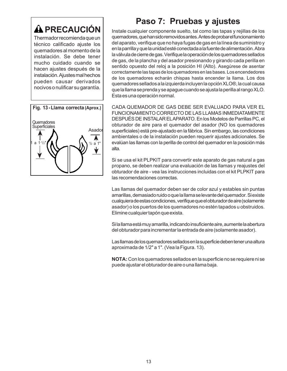 Paso 7: pruebas y ajustes precaución | Thermador P24WK User Manual | Page 47 / 52