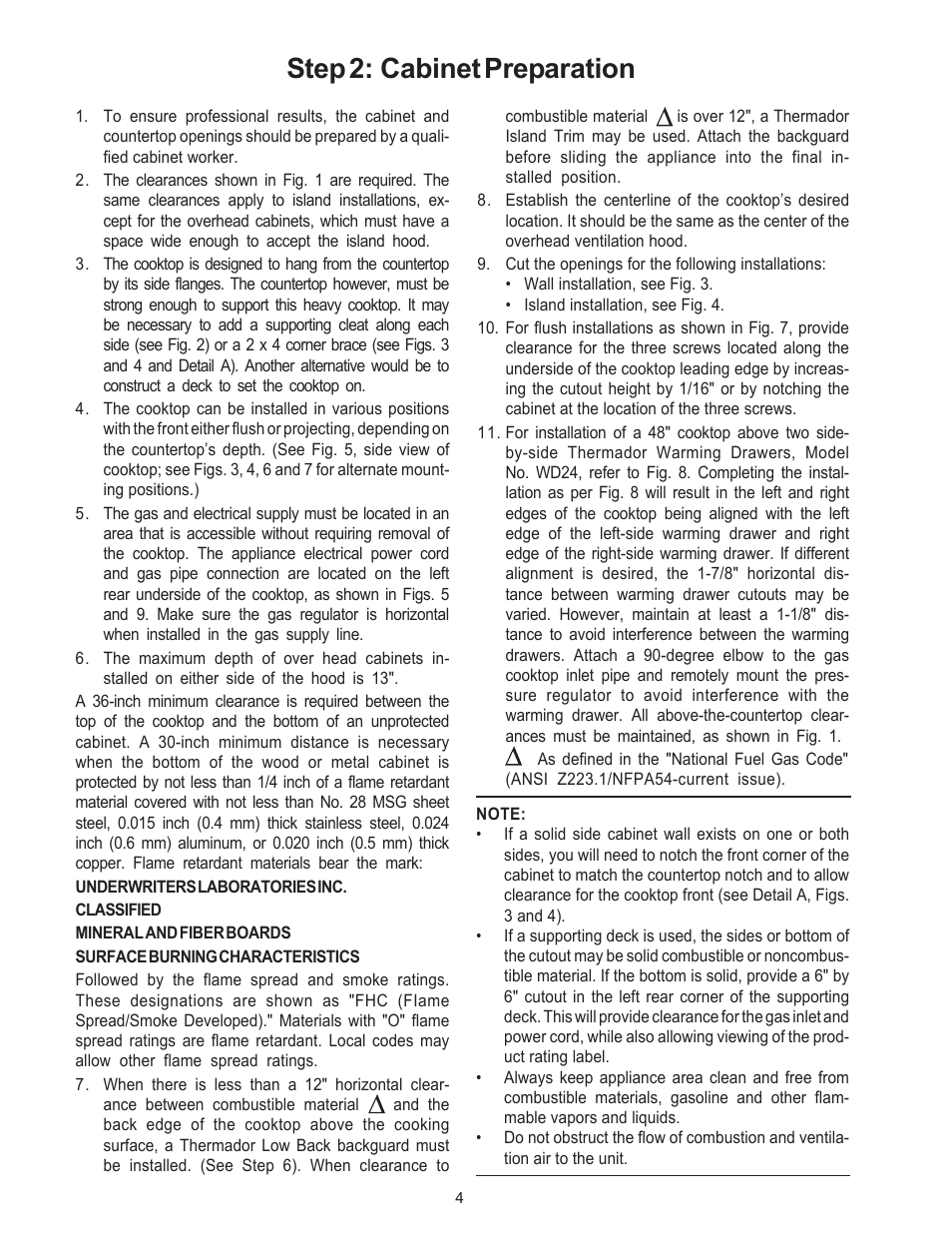 Step 2: cabinet preparation | Thermador P24WK User Manual | Page 6 / 52