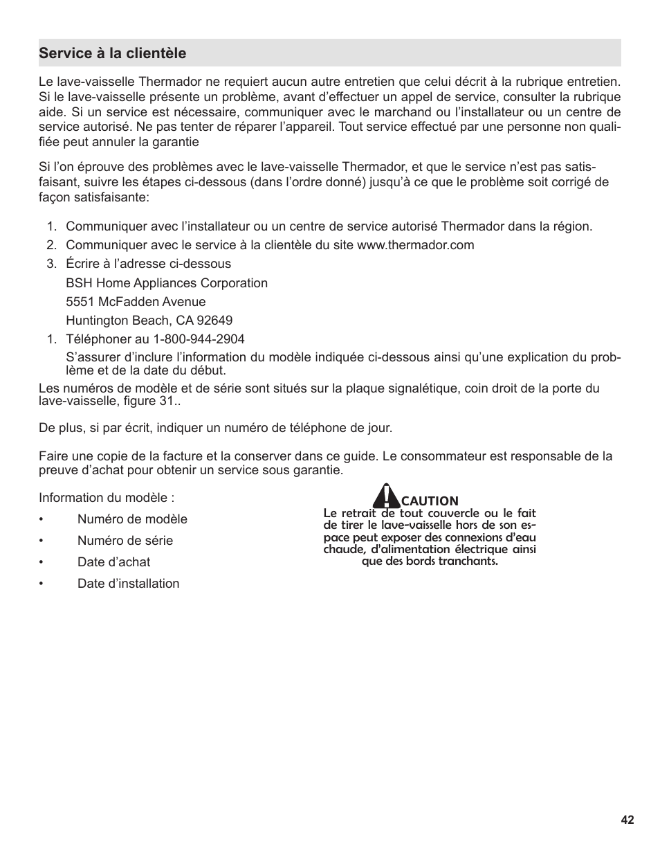 Thermador Dishwasher User Manual | Page 42 / 66