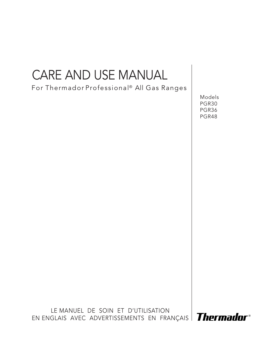 Thermador PGR48 User Manual | 48 pages