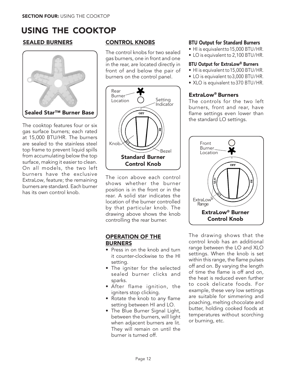 Using the cooktop | Thermador PGR48 User Manual | Page 14 / 48