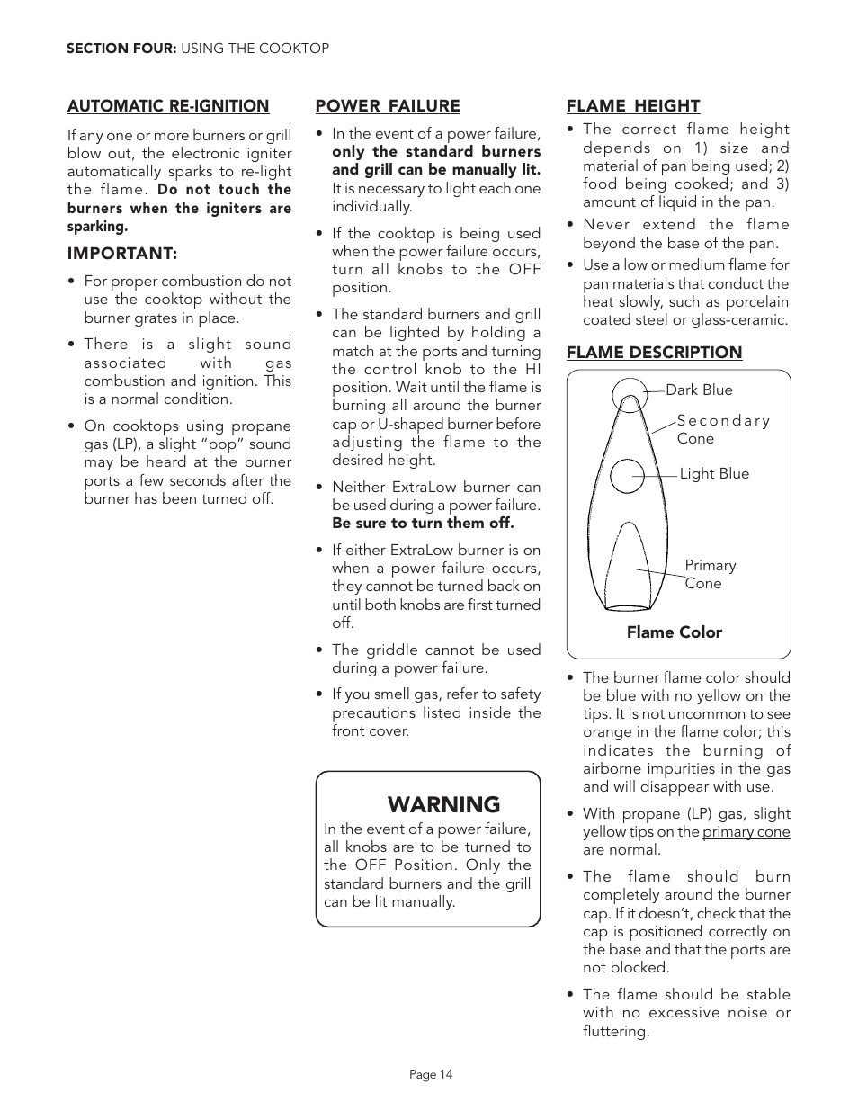 Warning | Thermador PGR48 User Manual | Page 16 / 48