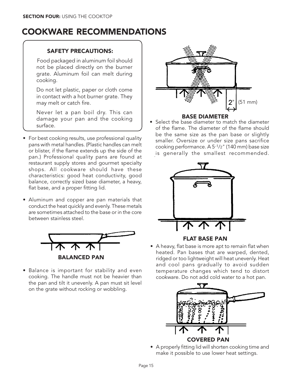 Cookware recommendations | Thermador PGR48 User Manual | Page 17 / 48