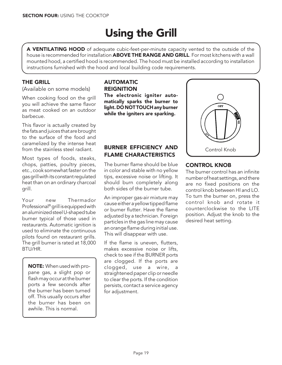 Using the grill | Thermador PGR48 User Manual | Page 21 / 48