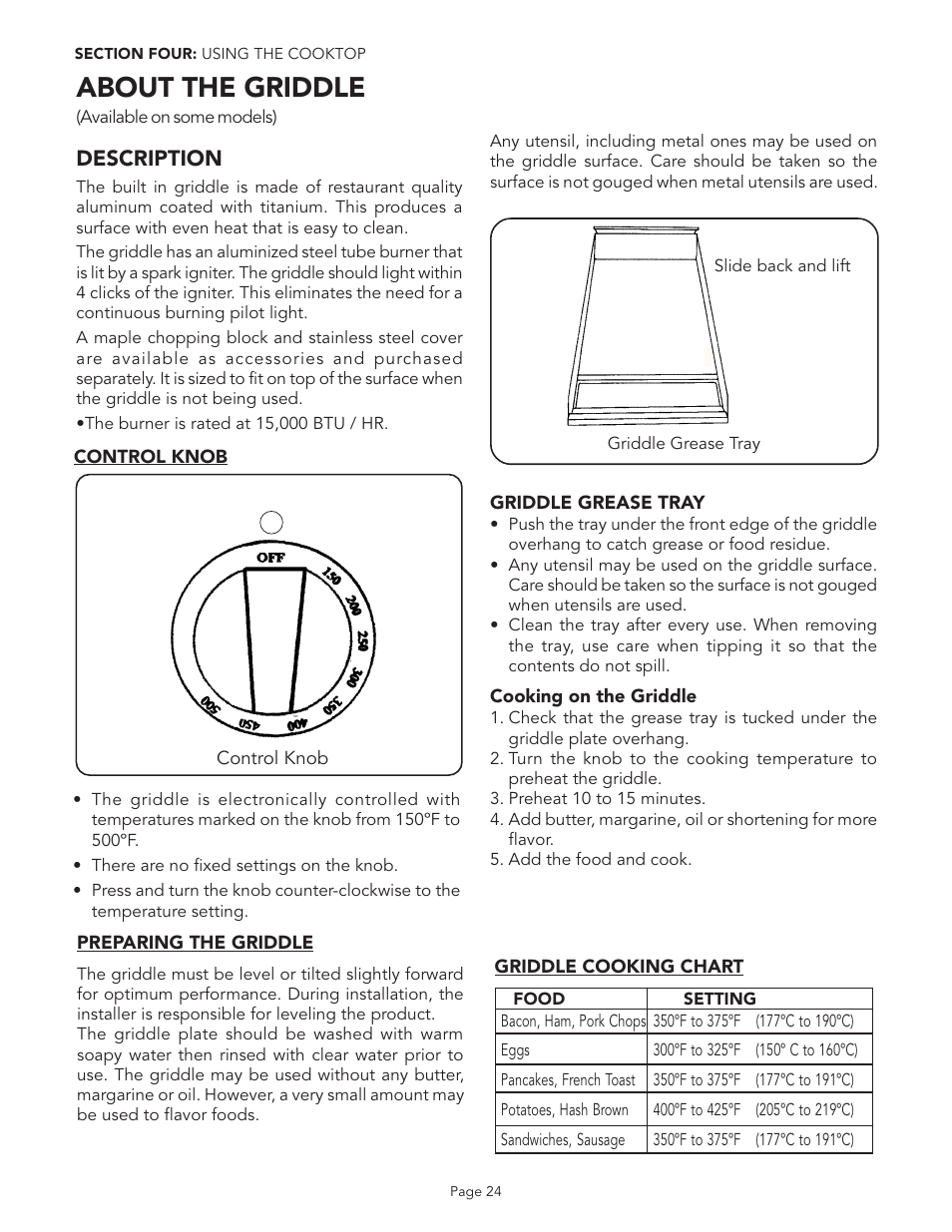 About the griddle | Thermador PGR48 User Manual | Page 26 / 48