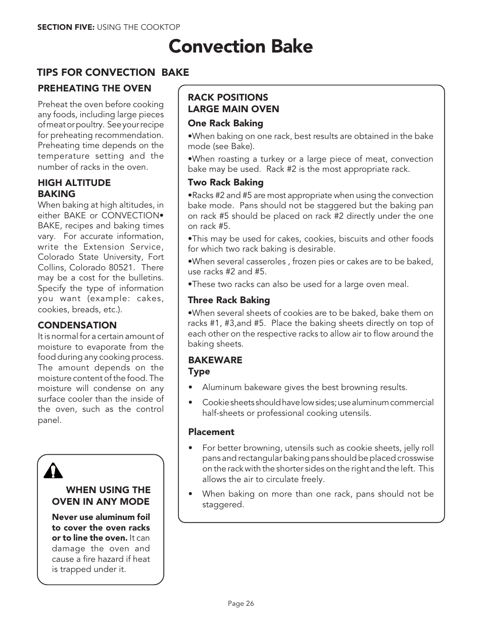 Caution, Convection bake | Thermador PGR48 User Manual | Page 28 / 48