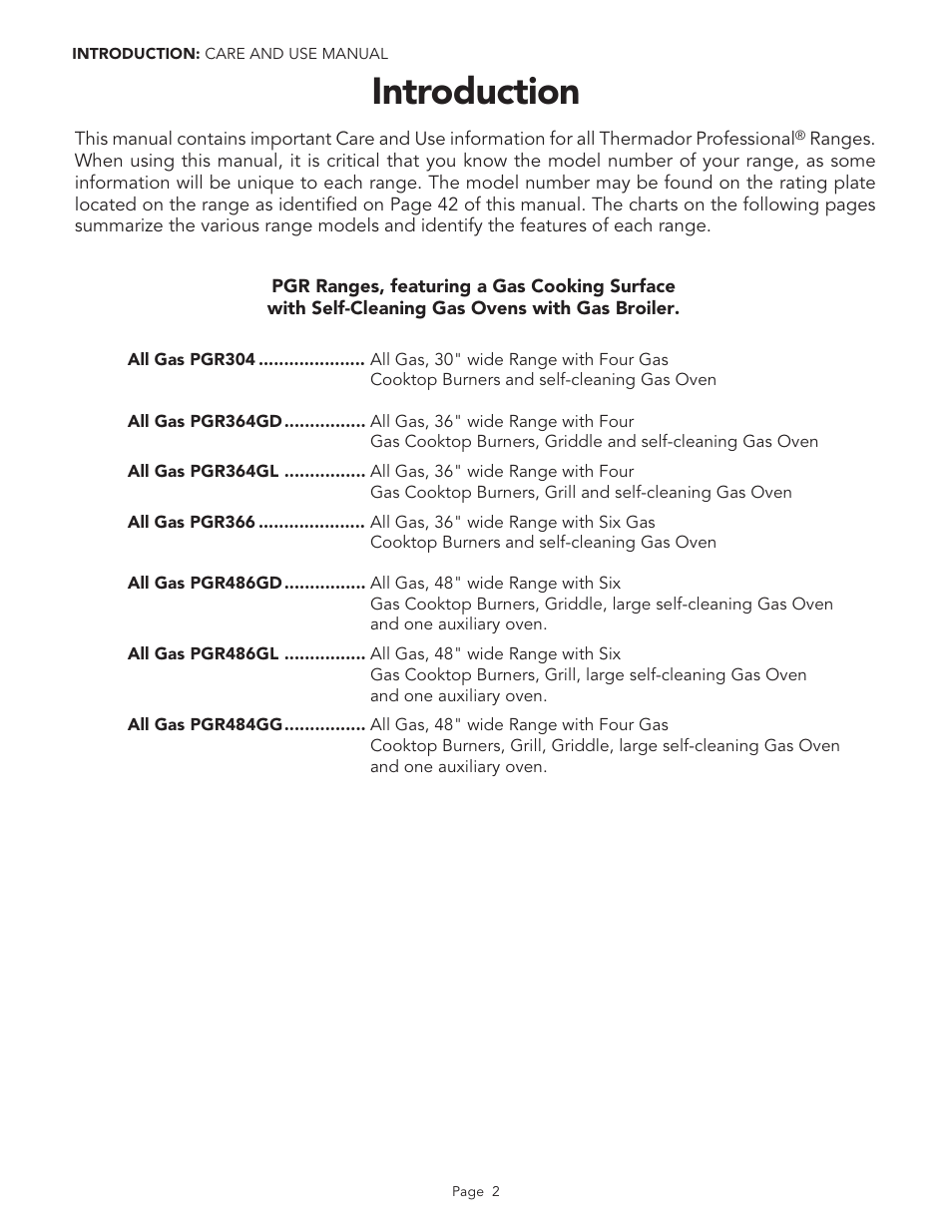 Introduction | Thermador PGR48 User Manual | Page 4 / 48