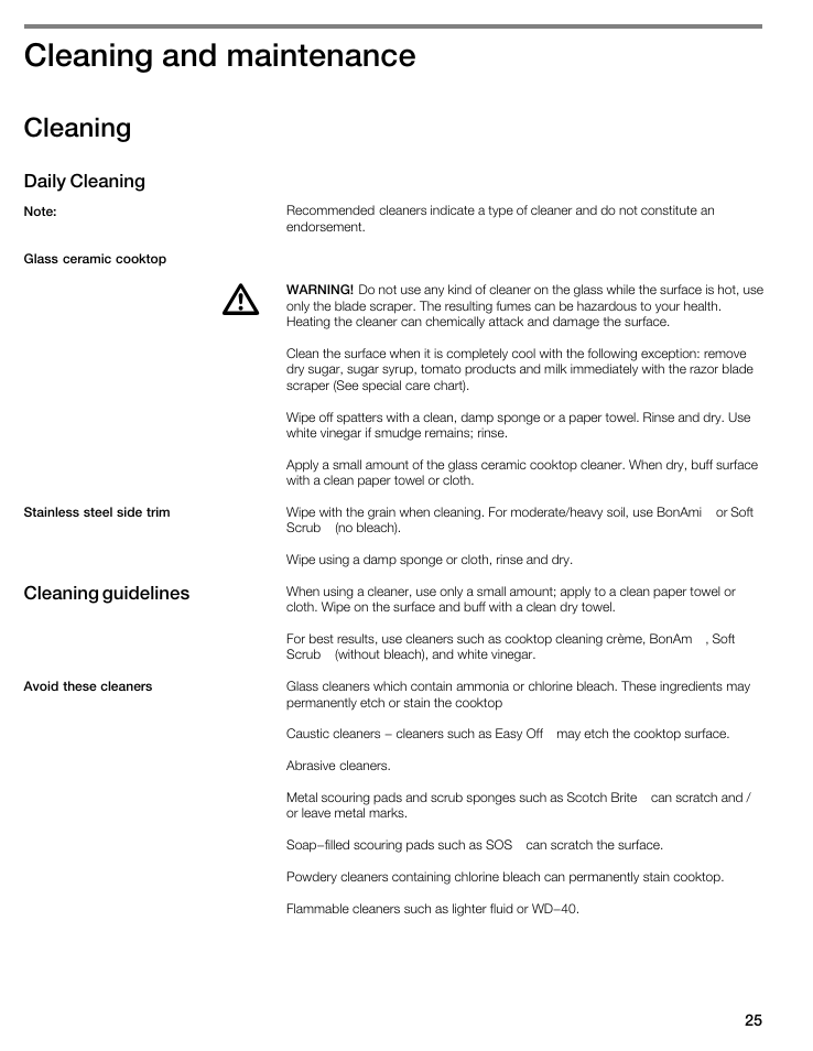 Cleaning and maintenance, Cleaning | Thermador CIT304GM User Manual | Page 24 / 94