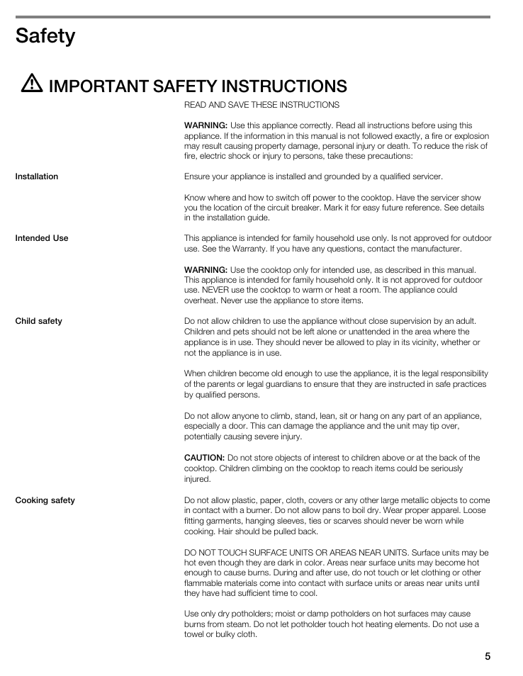 Safety, Important safety instructions | Thermador CIT304GM User Manual | Page 4 / 94