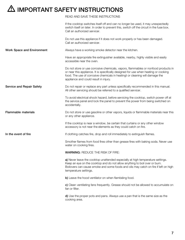 Important safety instructions | Thermador CIT304GM User Manual | Page 6 / 94