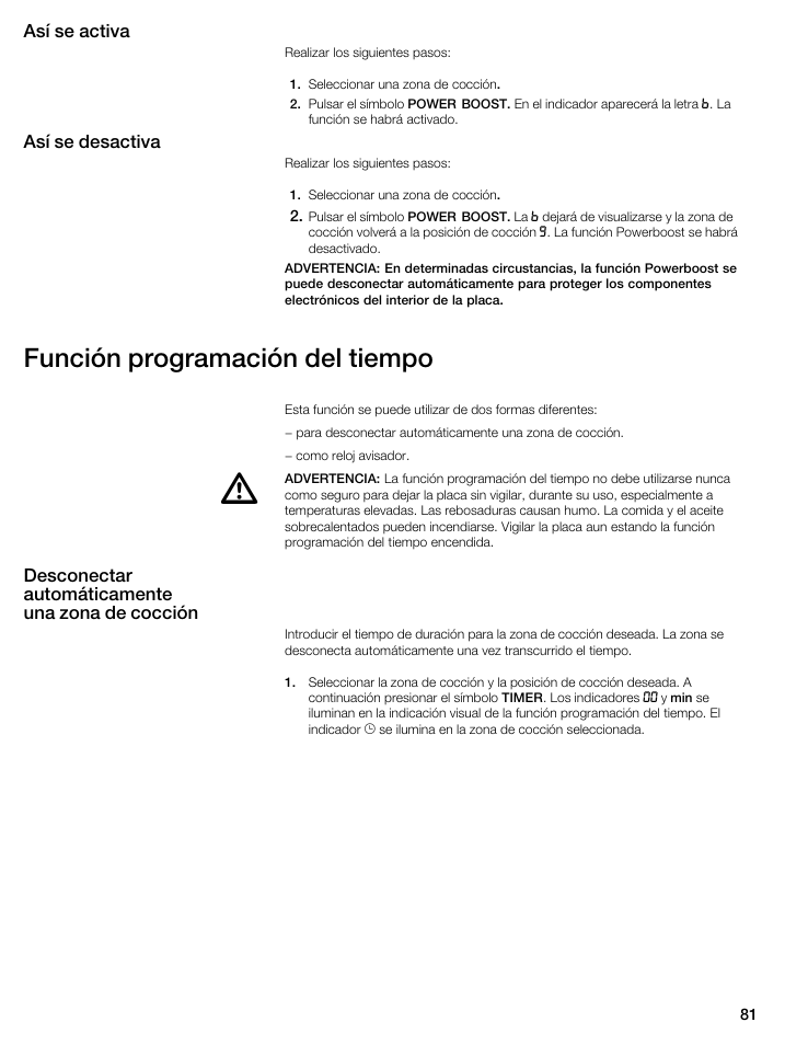 Función programación del tiempo | Thermador CIT304GM User Manual | Page 80 / 94