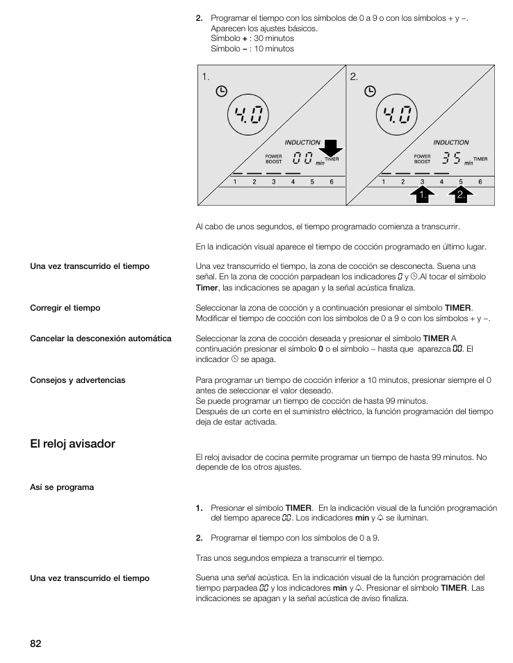 El reloj avisador | Thermador CIT304GM User Manual | Page 81 / 94