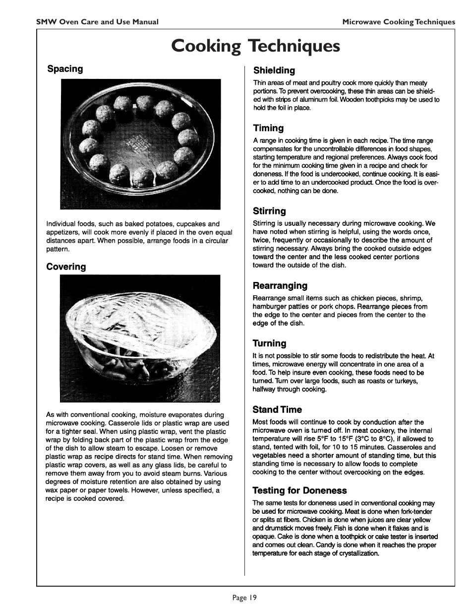 Cooking techniques | Thermador SMW272 User Manual | Page 21 / 64