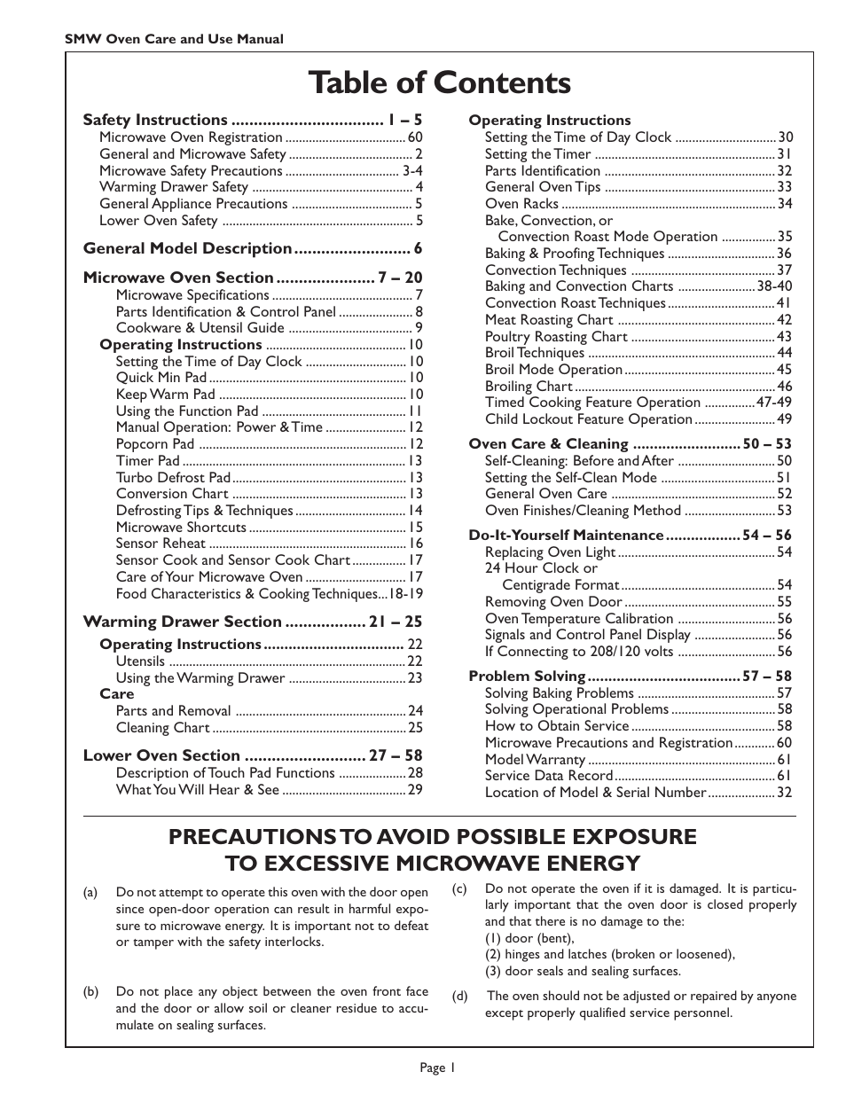 Thermador SMW272 User Manual | Page 3 / 64