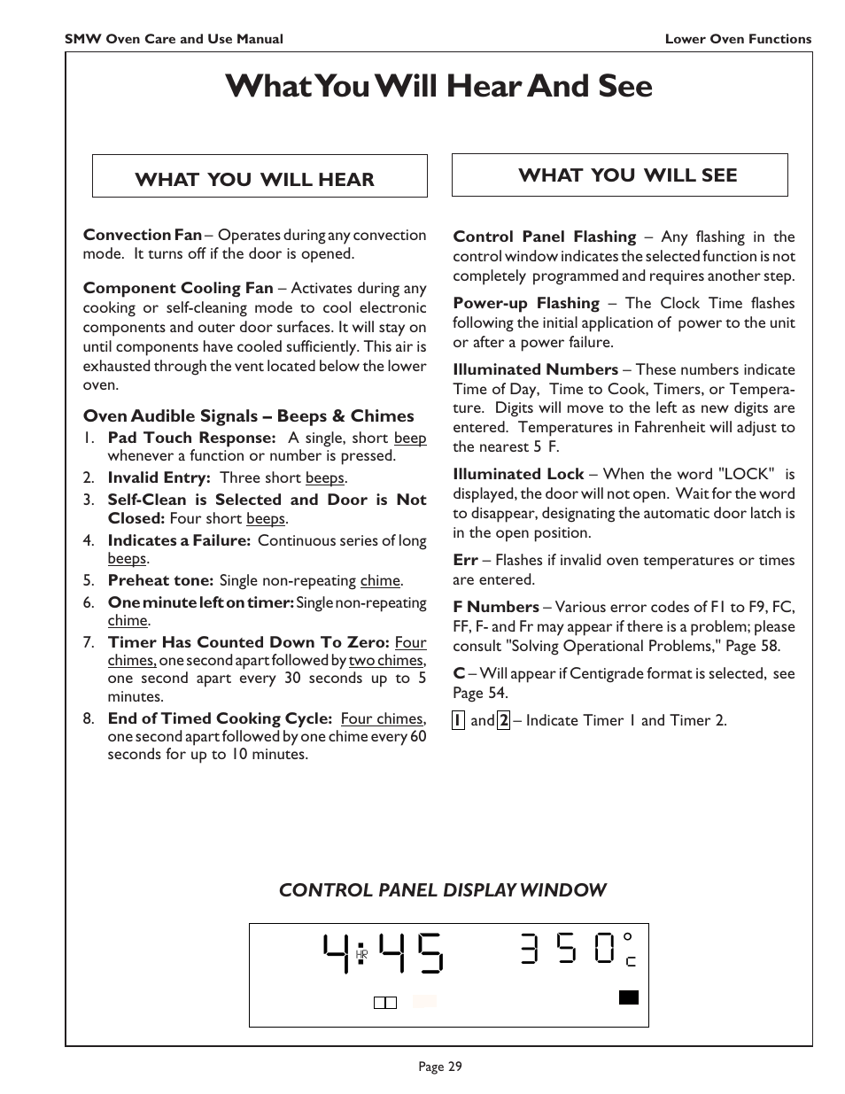 What you will hear and see | Thermador SMW272 User Manual | Page 31 / 64