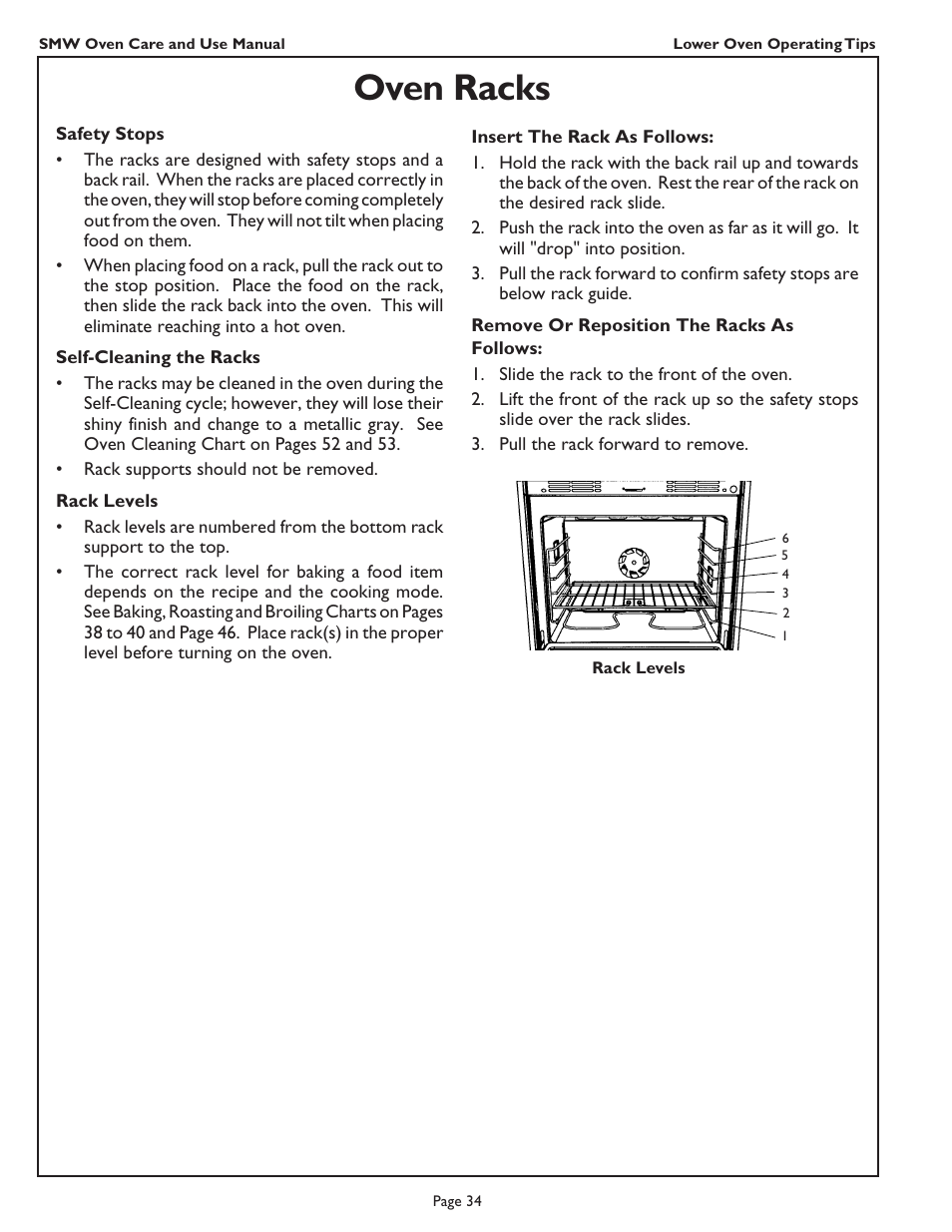 Oven racks | Thermador SMW272 User Manual | Page 36 / 64