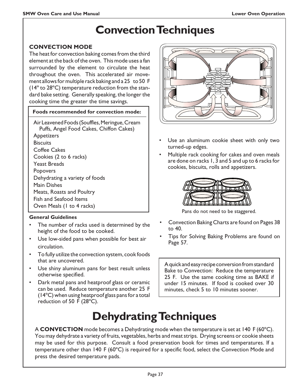 Convection techniques dehydrating techniques | Thermador SMW272 User Manual | Page 39 / 64