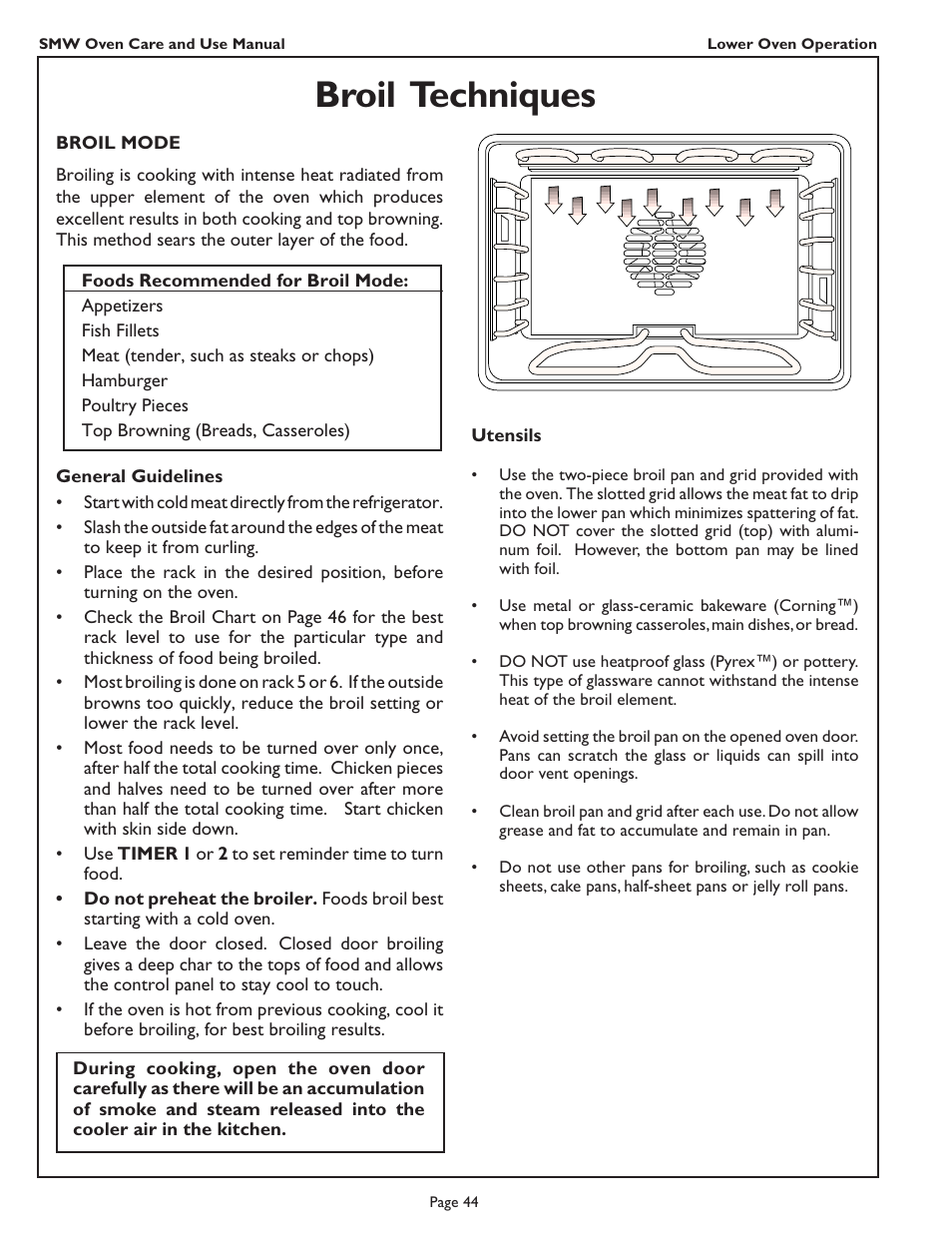 Broil techniques | Thermador SMW272 User Manual | Page 46 / 64