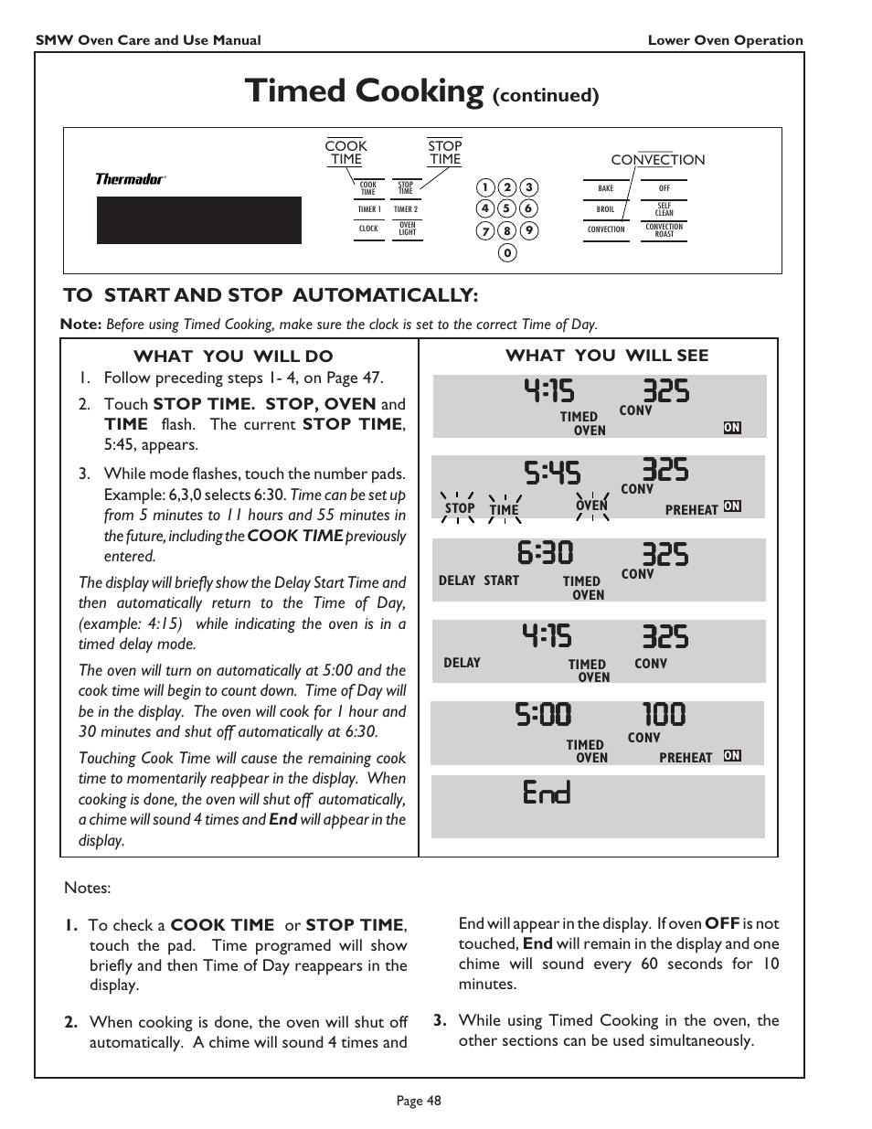 Timed cooking | Thermador SMW272 User Manual | Page 50 / 64