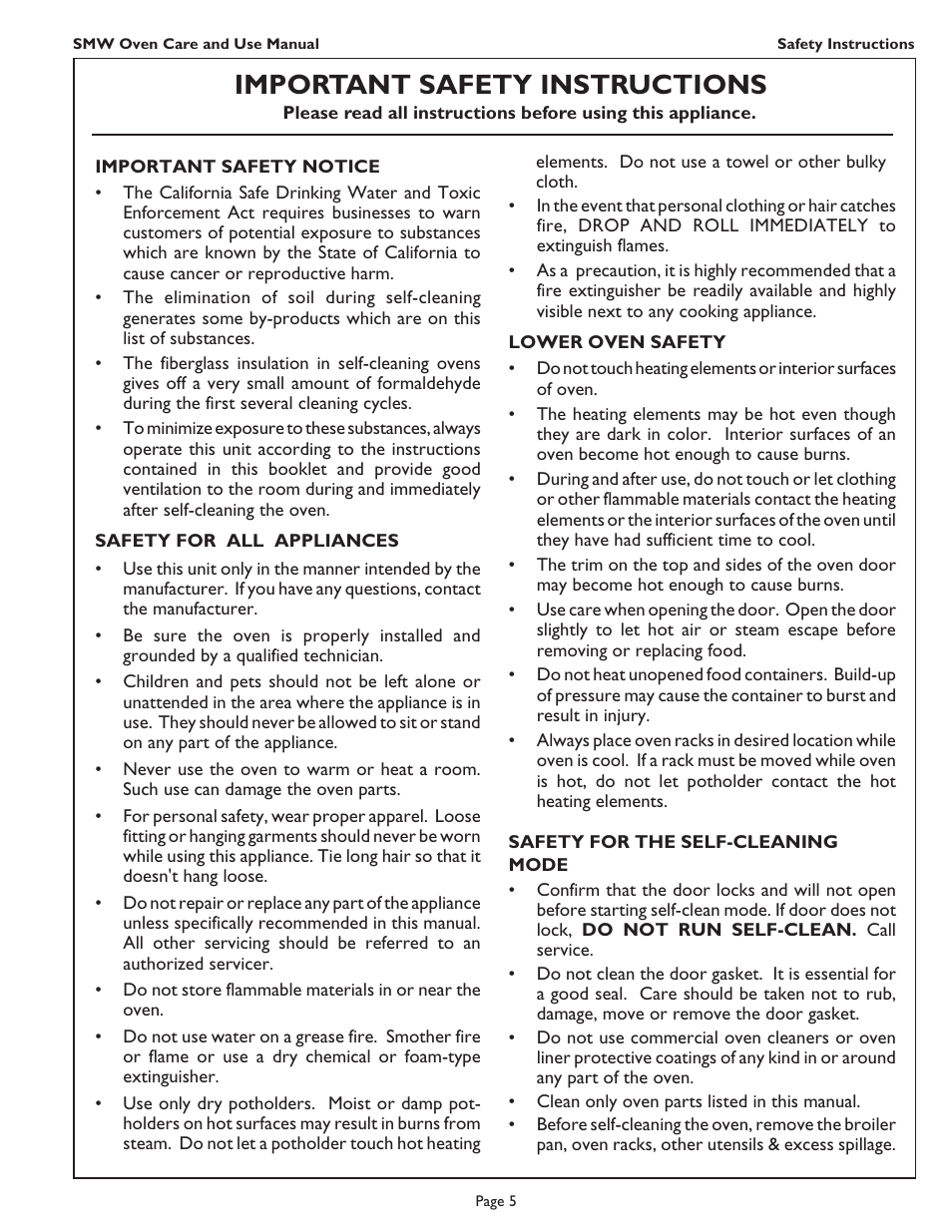Important safety instructions | Thermador SMW272 User Manual | Page 7 / 64