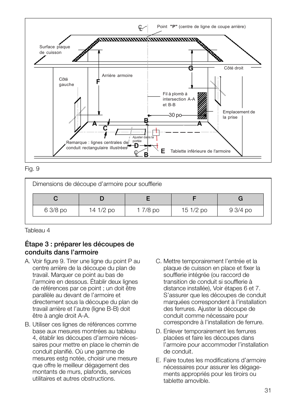 Step 3: prepare duct cutouts in step 3: cabinet | Thermador UCVM30FS User Manual | Page 31 / 56