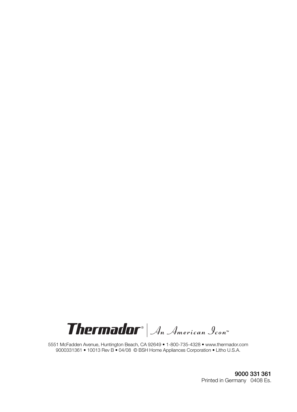 Thermador UCVM30FS User Manual | Page 56 / 56