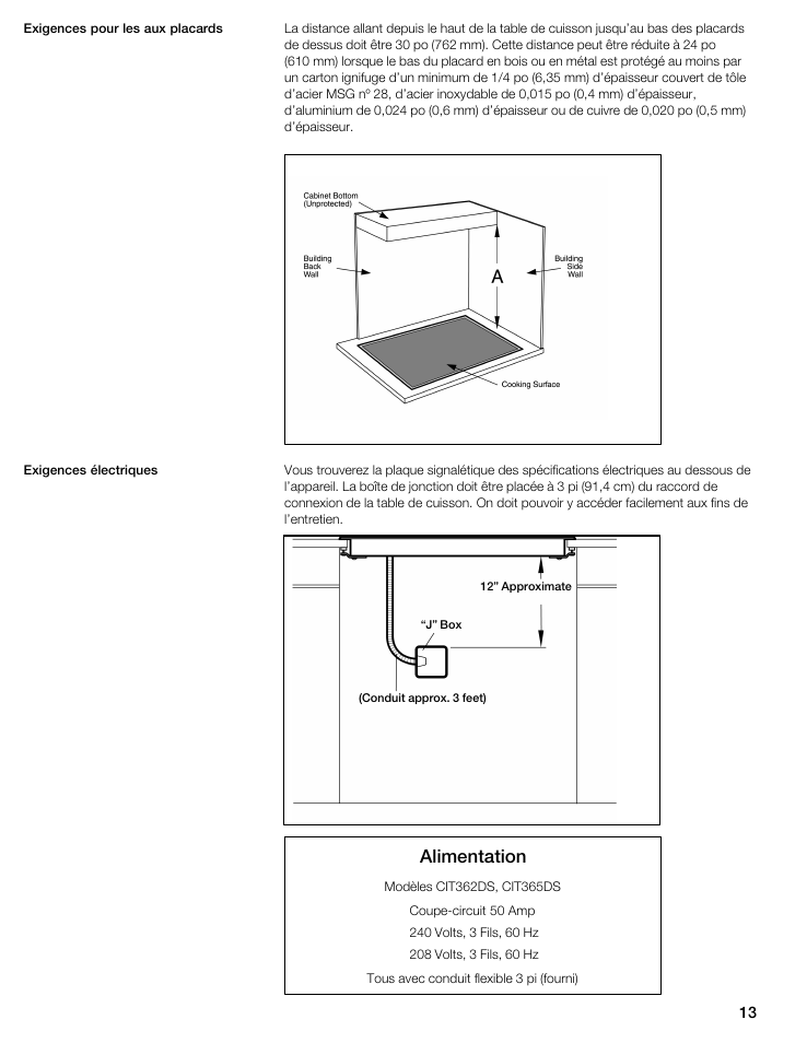 Alimentation | Thermador CIT365DS User Manual | Page 12 / 23