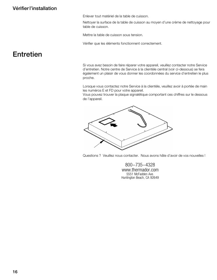 Entretien | Thermador CIT365DS User Manual | Page 15 / 23