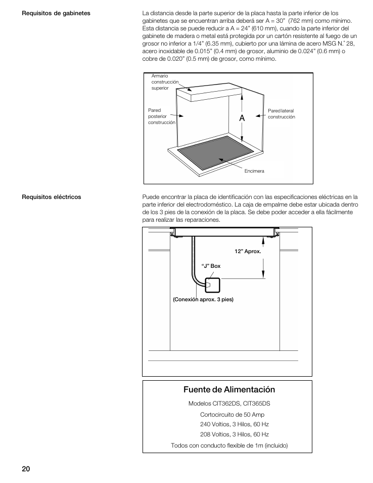 Fuente de alimentación | Thermador CIT365DS User Manual | Page 19 / 23