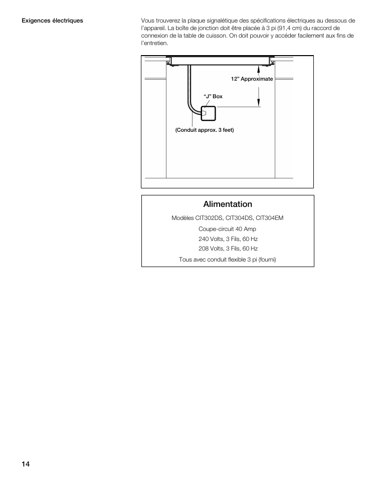 Alimentation | Thermador CIT30 User Manual | Page 13 / 25