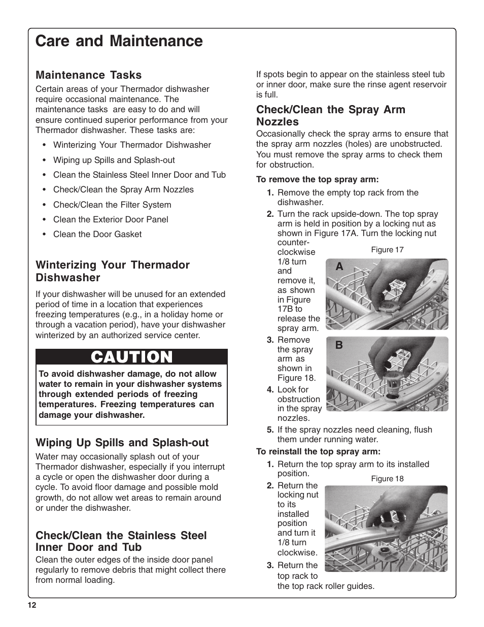 Care and maintenance | Thermador DWHD43C User Manual | Page 14 / 58