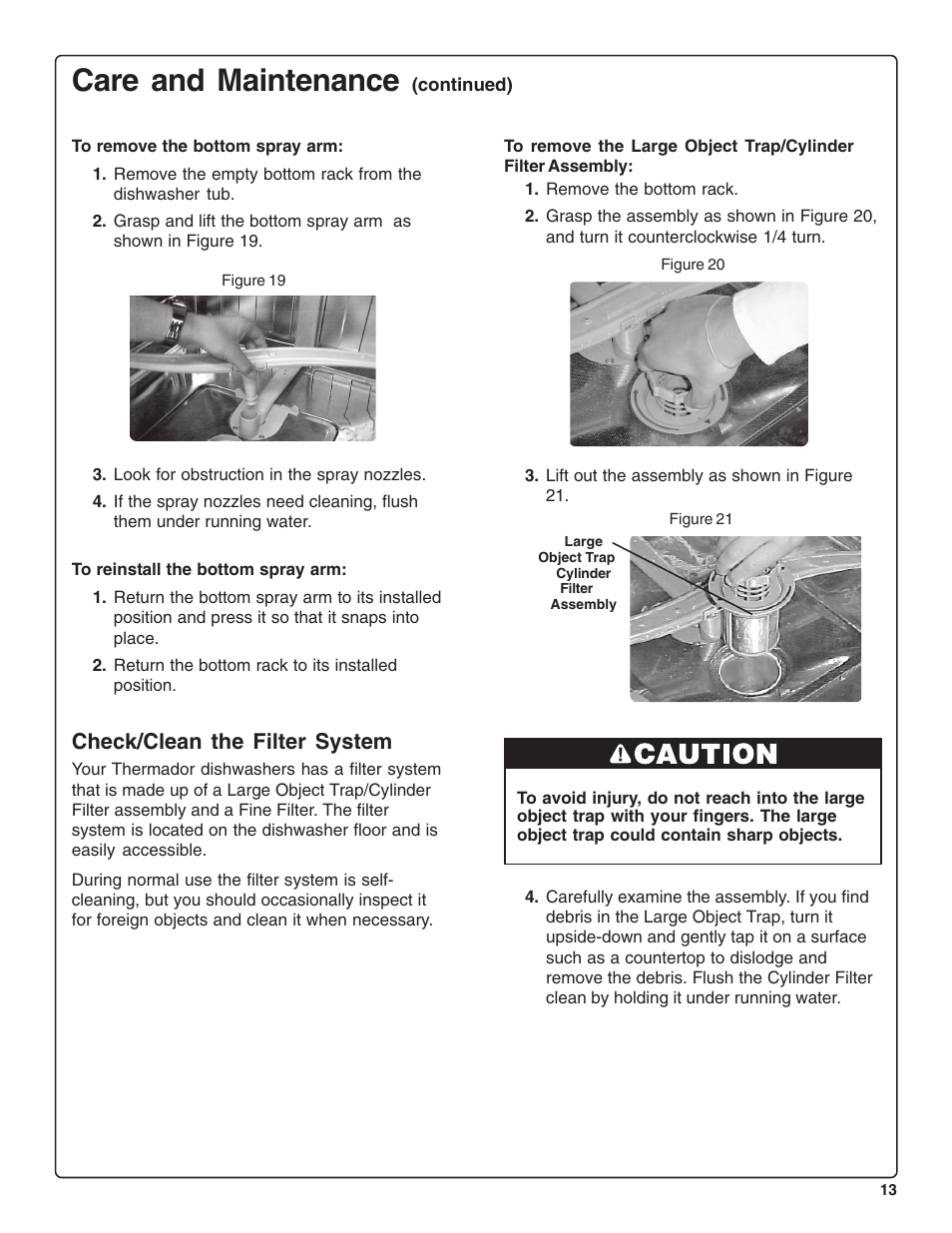 Care and maintenance, Check/clean the filter system | Thermador DWHD43C User Manual | Page 15 / 58