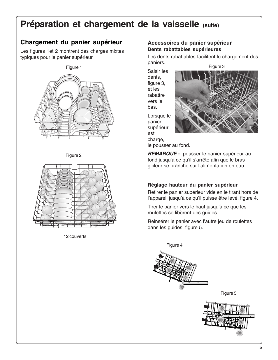 Préparation et chargement de la vaisselle, Chargement du panier supérieur | Thermador DWHD43C User Manual | Page 25 / 58