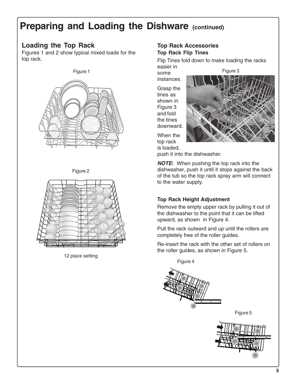 Preparing and loading the dishware, Loading the top rack | Thermador DWHD43C User Manual | Page 7 / 58