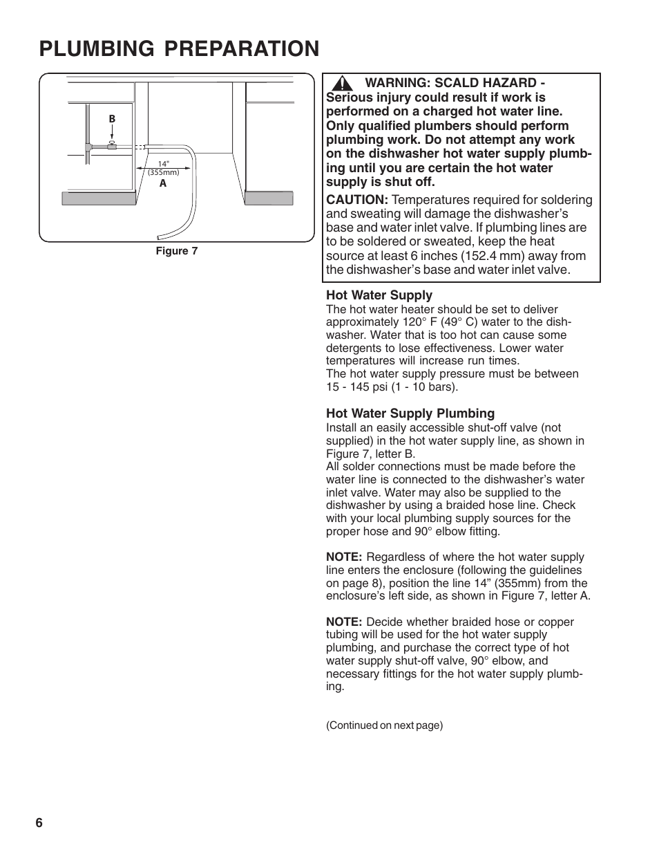 Plumbing preparation | Thermador 9000039271 User Manual | Page 6 / 16