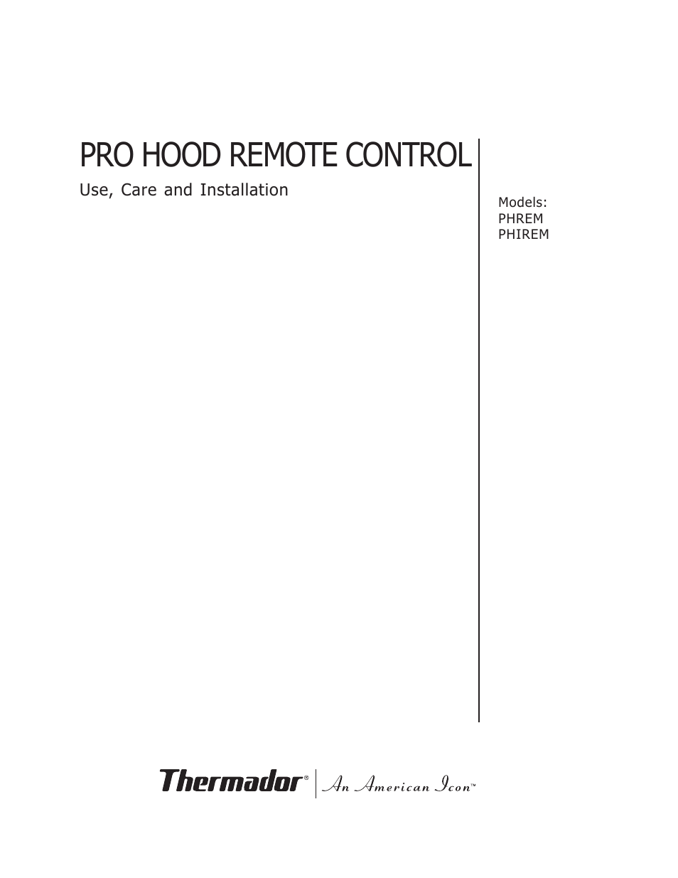 Thermador PHREM User Manual | 8 pages