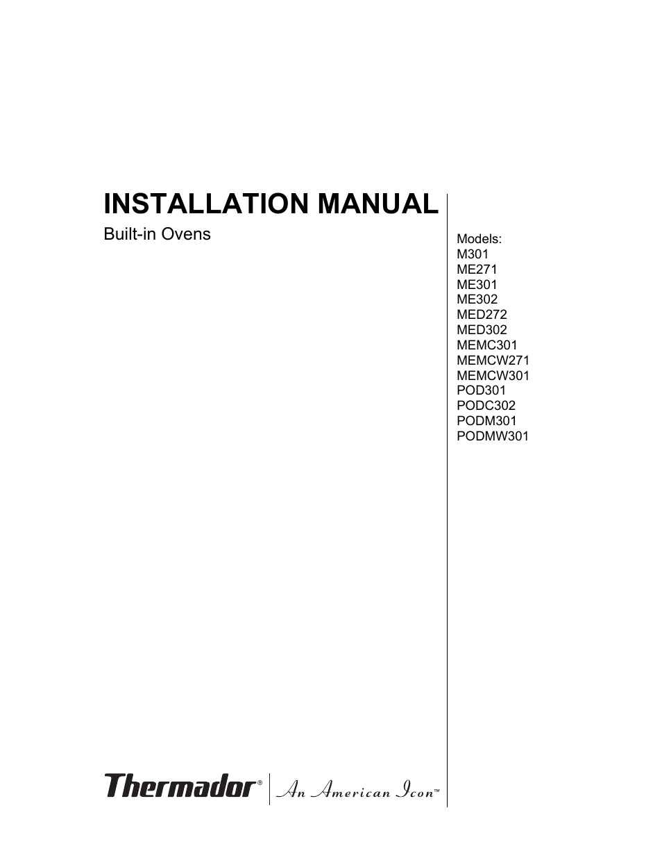 Thermador MEMCW271 User Manual | 52 pages