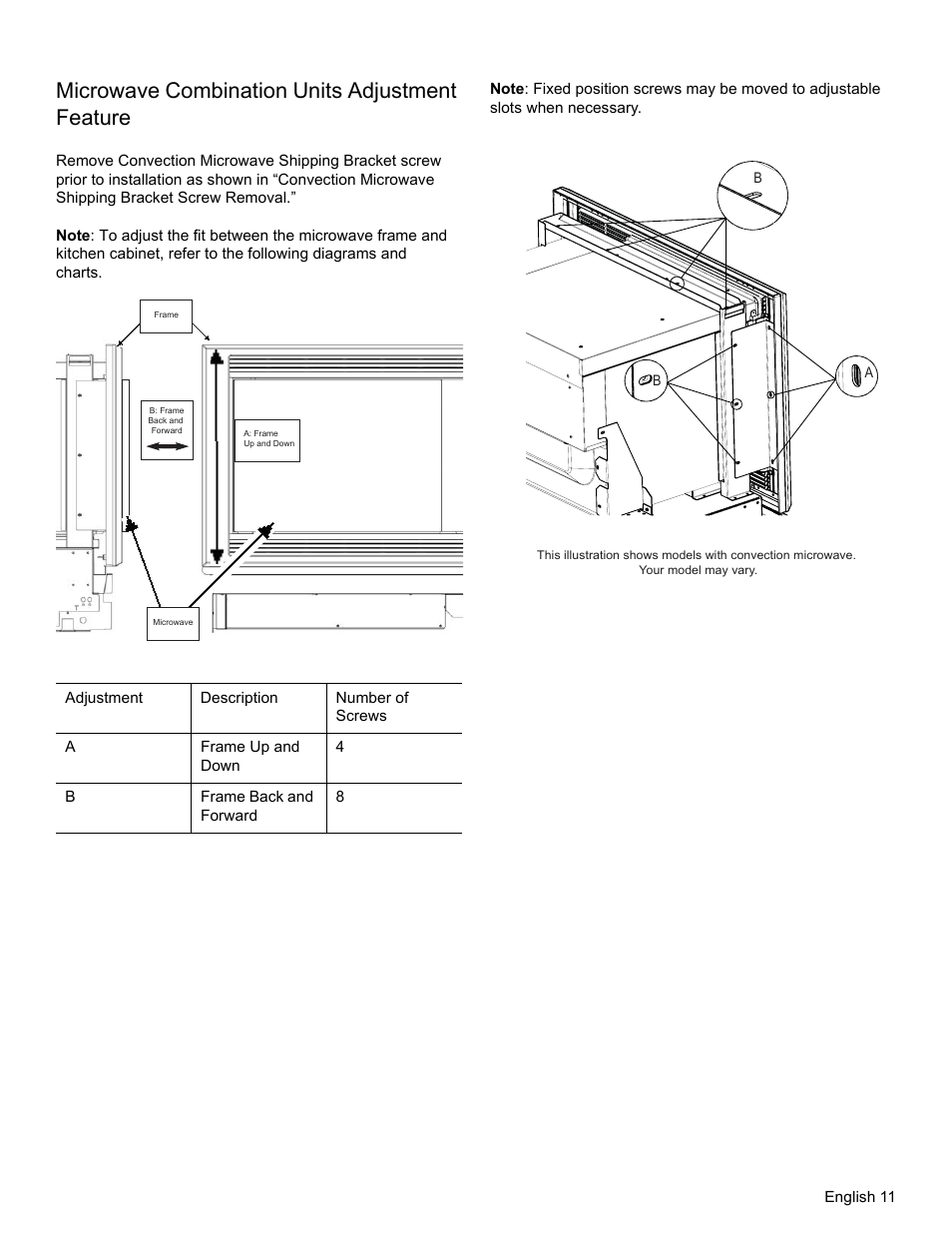 Microwave combination units adjustment feature | Thermador MEMCW271 User Manual | Page 13 / 52