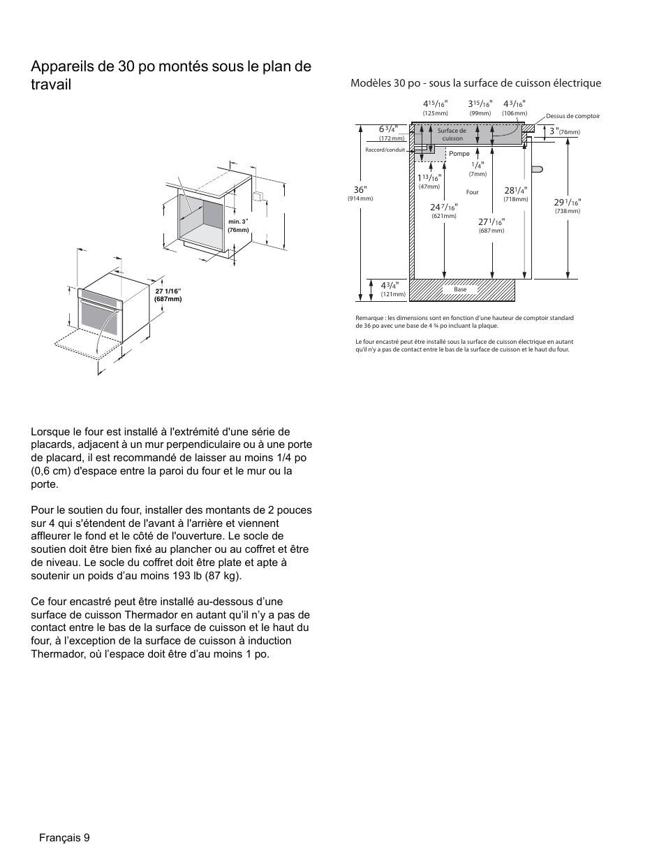 Appareils de 30 po montés sous le plan de travail, Français 9 | Thermador MEMCW271 User Manual | Page 26 / 52