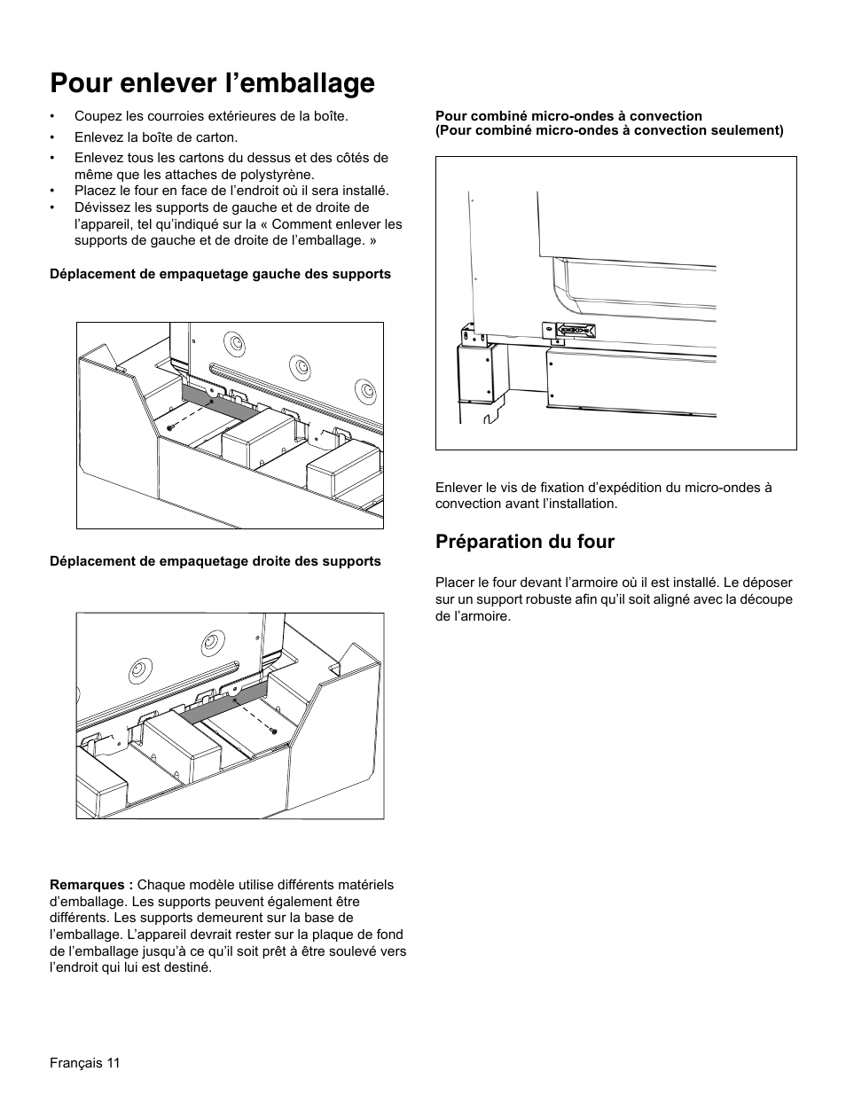 Pour enlever l’emballage, Préparation du four | Thermador MEMCW271 User Manual | Page 28 / 52