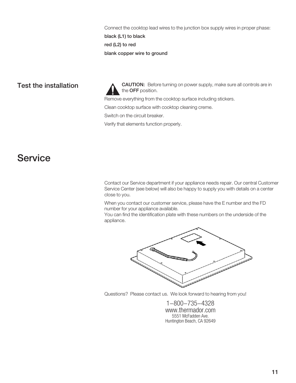 Service | Thermador CEM365FS User Manual | Page 11 / 32