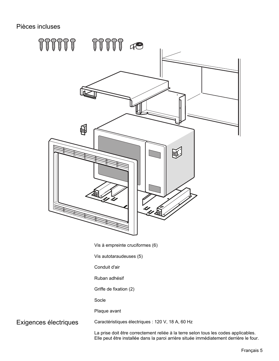 Pièces incluses, Exigences électriques | Thermador MCT30E User Manual | Page 19 / 44